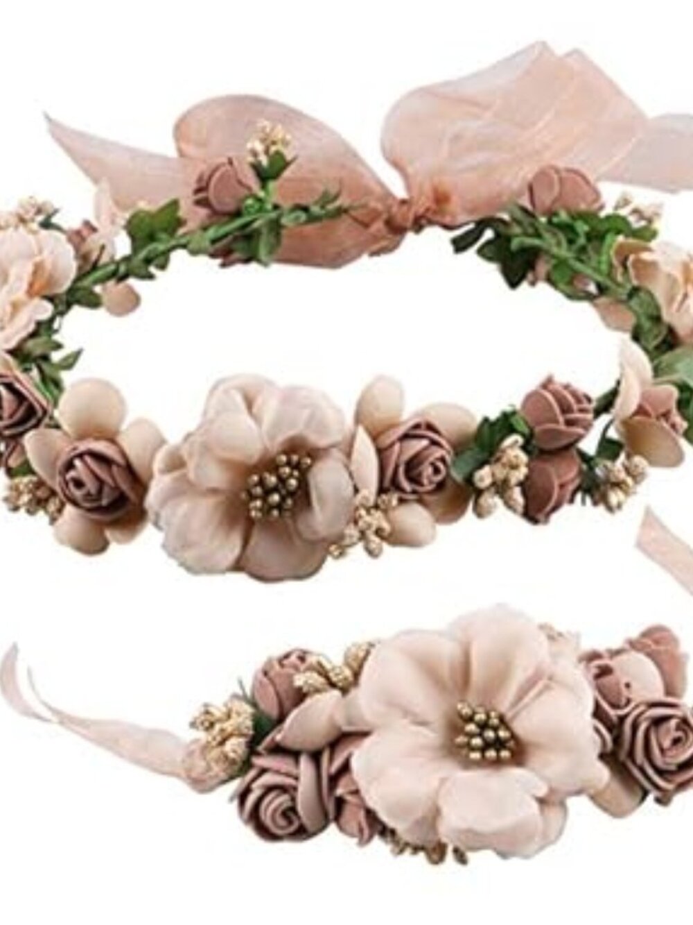 Beige brown and cream silk floral headband NWT